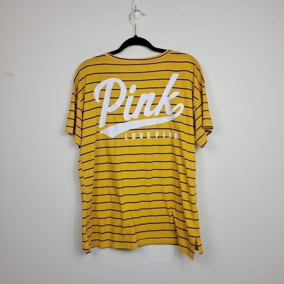 PINK Victoria's Secret Striped Top. Yellow & Black M - Picture 7 of 12